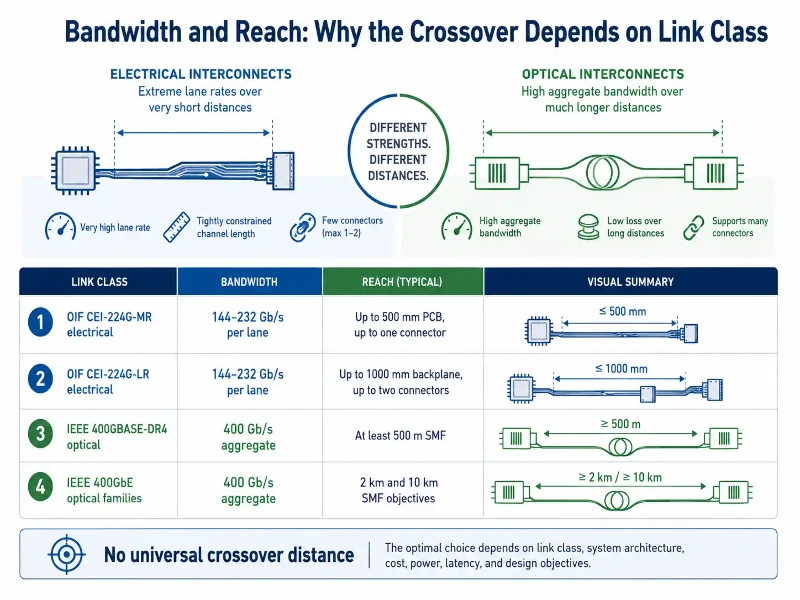 Bandwidth and reach comparison of optical and electrical interconnects Bandwidth and reach comparison of optical and electrical interconnects